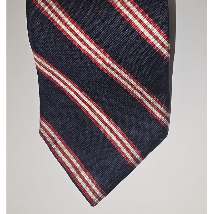 Pierre Cardin Mens Silk Tie Navy Blue Red White Diagonal Rep Stripe Accessory
